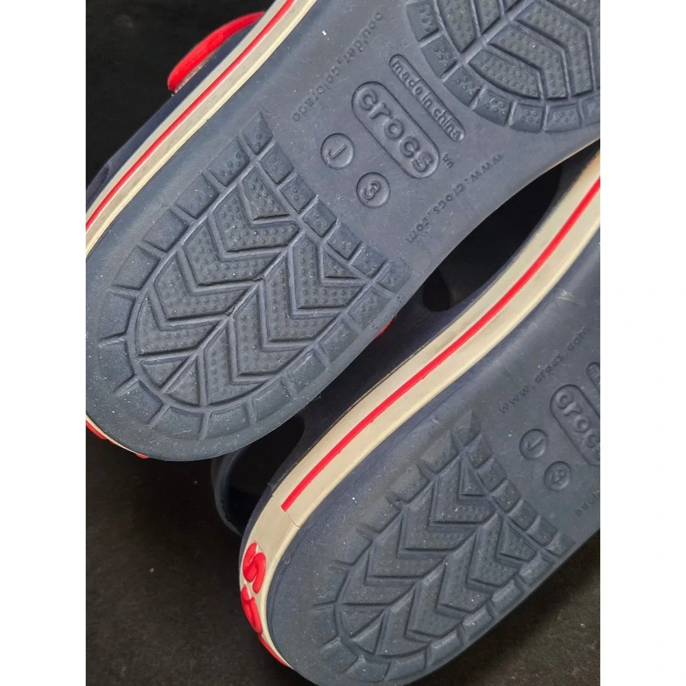 Crocs‎ Bayaband Sandal Kids Navy Red White Sporty Water Shoes J3 205400-4CC